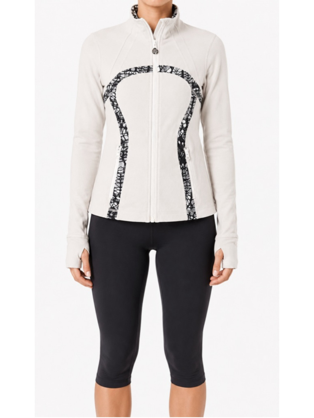 Lululemon Define Jacket Brushed Sz 2 White Glacier Lace Black EUC